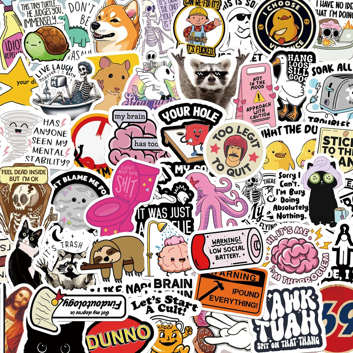 130PCS Funny Saying Sticker Pack - Snarky, Sarcastic Bold Humor Vinyl Waterproof Meme stickers