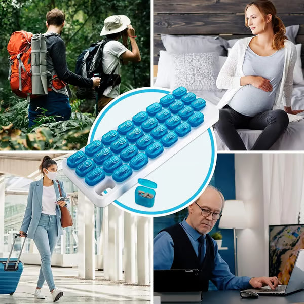 🔥Hot Sale 49% OFF✨Monthly Pill Organizer with Lid - Arthritis-Friendly Easy-Open Lids 31 Removable Daily Pill Pods Date Reminder & Travel Case for Vitamins & Medications