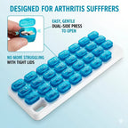 🔥Hot Sale 49% OFF✨Monthly Pill Organizer with Lid - Arthritis-Friendly Easy-Open Lids 31 Removable Daily Pill Pods Date Reminder & Travel Case for Vitamins & Medications