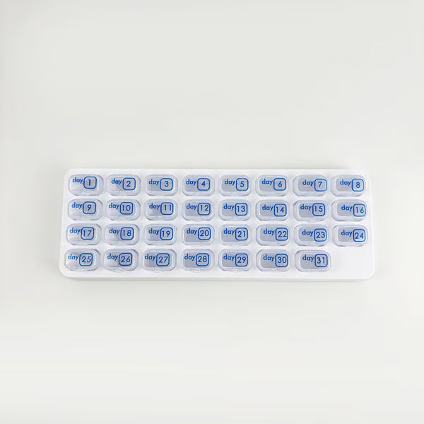 🔥Hot Sale 49% OFF✨Monthly Pill Organizer with Lid - Arthritis-Friendly Easy-Open Lids 31 Removable Daily Pill Pods Date Reminder & Travel Case for Vitamins & Medications