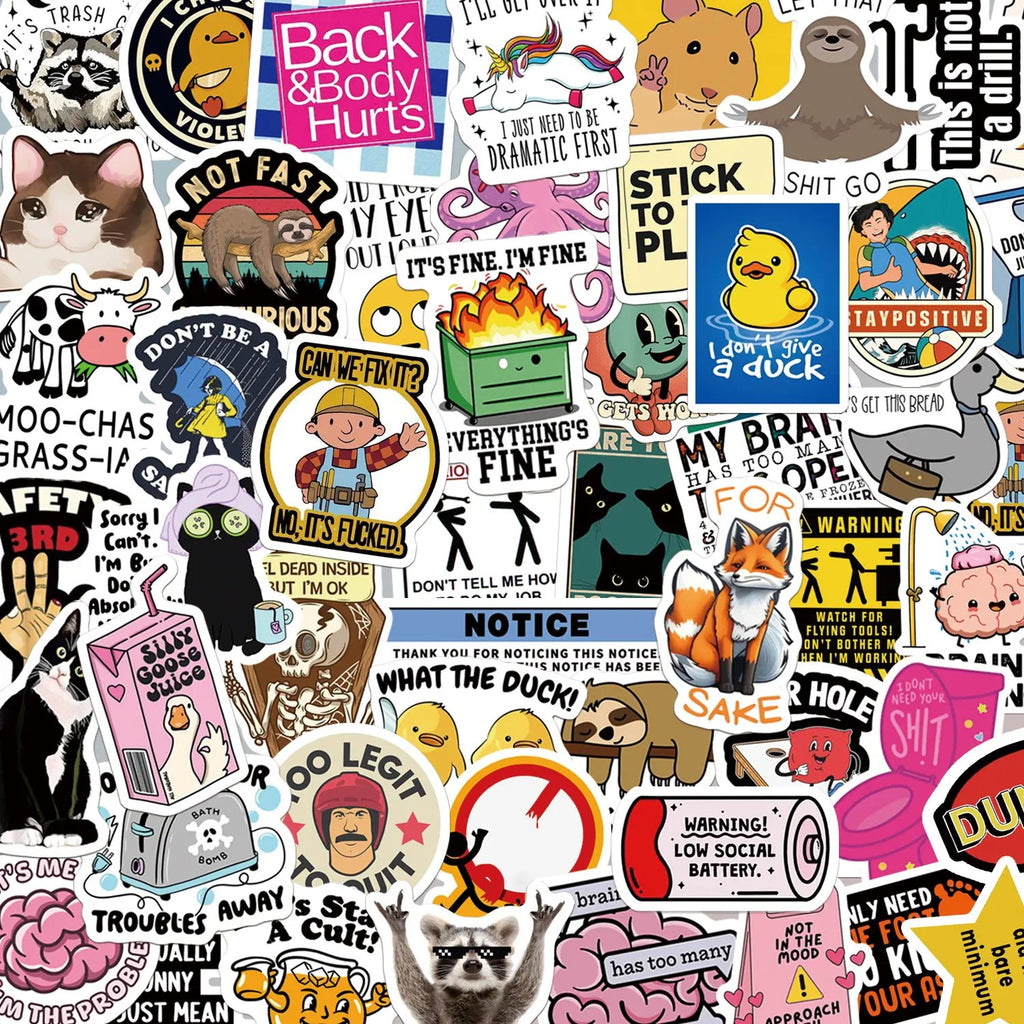 130PCS Funny Saying Sticker Pack - Snarky, Sarcastic Bold Humor Vinyl Waterproof Meme stickers