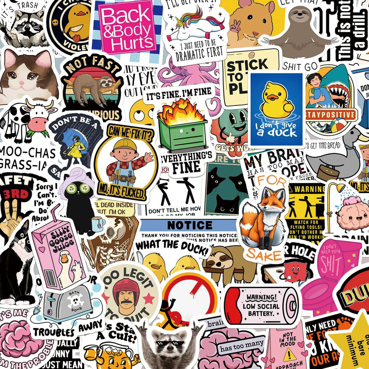 130PCS Funny Saying Sticker Pack - Snarky, Sarcastic Bold Humor Vinyl Waterproof Meme stickers