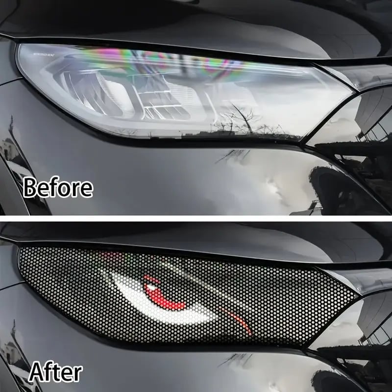 2-Pack Car Headlight Grid Eye Stickers, Durable Headlight and Taillight Decals, Simple Self-Adhesive Vinyl Car Light Stickers, Universal Car Accessories, Vehicle Decoration