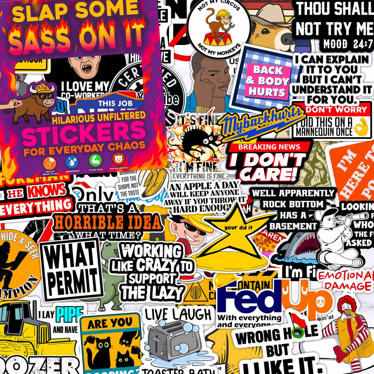 225PCS Slap Some Sass On it Stickers Pack for Adults - Hard Hat sticker