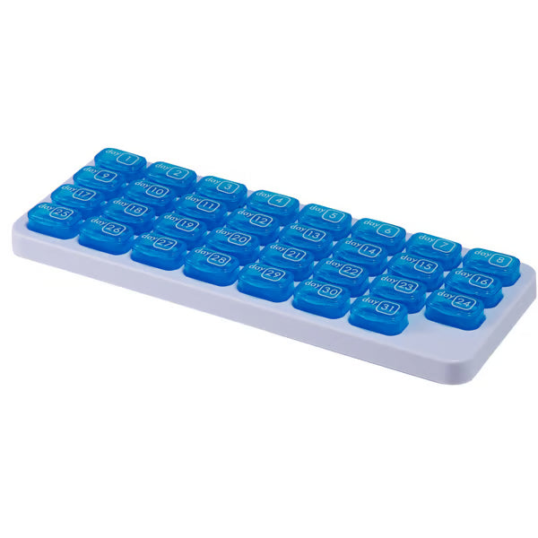 🔥Hot Sale 49% OFF✨Monthly Pill Organizer with Lid - Arthritis-Friendly Easy-Open Lids 31 Removable Daily Pill Pods Date Reminder & Travel Case for Vitamins & Medications