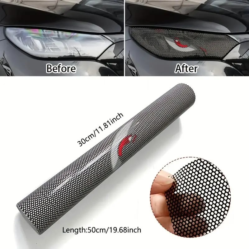 2-Pack Car Headlight Grid Eye Stickers, Durable Headlight and Taillight Decals, Simple Self-Adhesive Vinyl Car Light Stickers, Universal Car Accessories, Vehicle Decoration