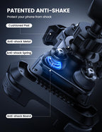 Dual Vibration Dampener & Anti Shake Motorcycle Cell Phone Holder for 4.7-6.7'' iPhone Android and More