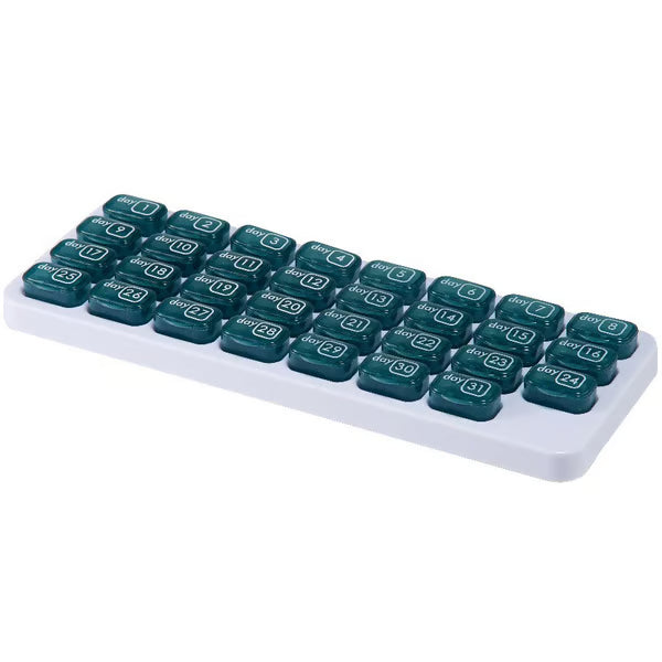 🔥Hot Sale 49% OFF✨Monthly Pill Organizer with Lid - Arthritis-Friendly Easy-Open Lids 31 Removable Daily Pill Pods Date Reminder & Travel Case for Vitamins & Medications