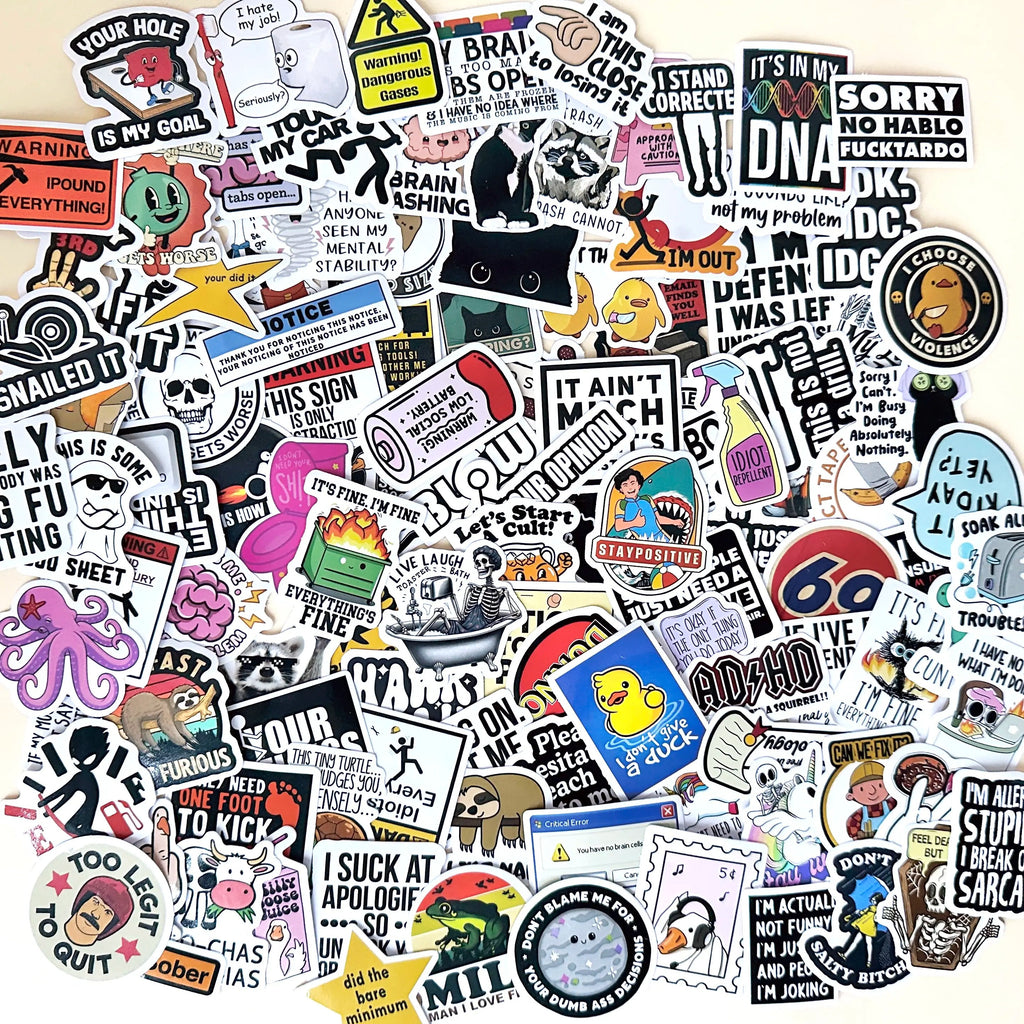 130PCS Funny Saying Sticker Pack - Snarky, Sarcastic Bold Humor Vinyl Waterproof Meme stickers