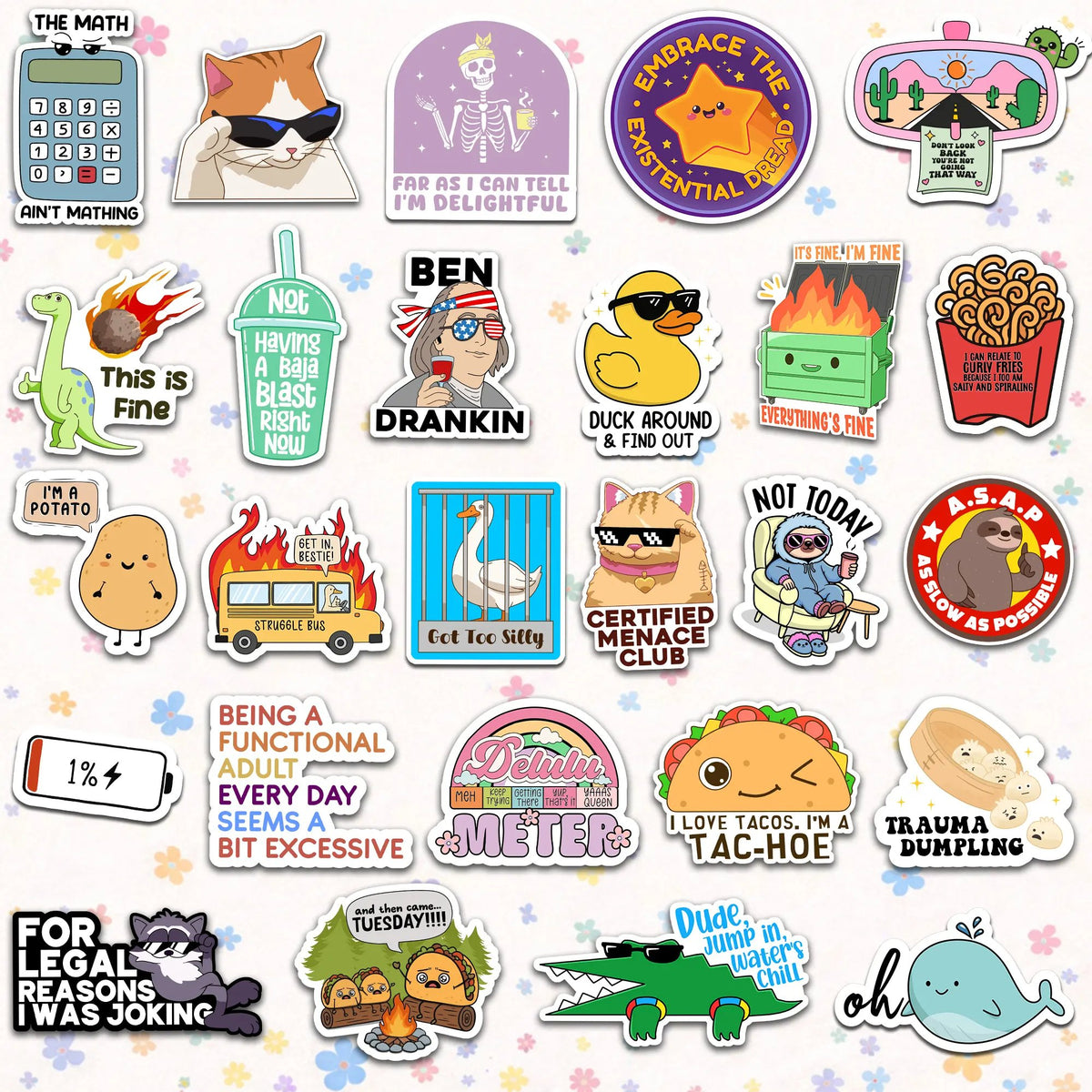 300PCS Funny Holographic Stickers for Adults