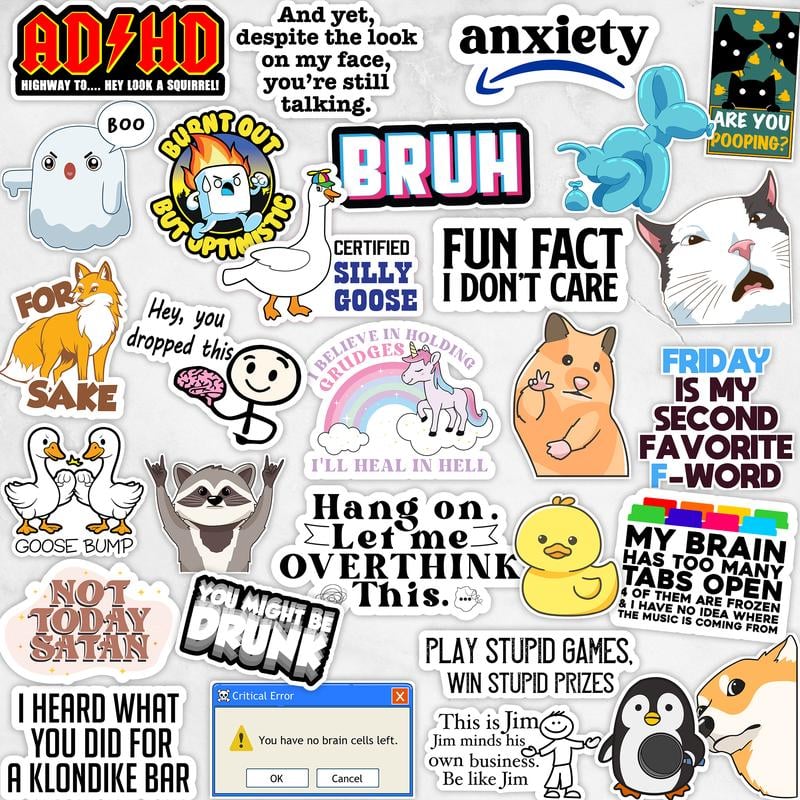 130 PCS of Funny Stickers for Women, Hilariou Quotes Meme Sticker Pack for Laptop