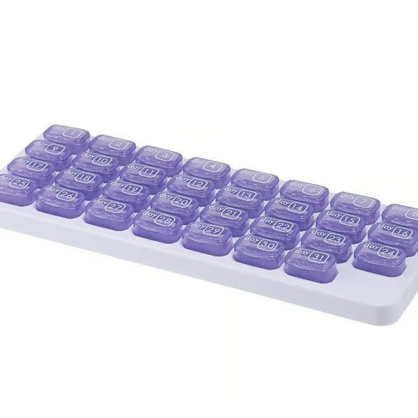 🔥Hot Sale 49% OFF✨Monthly Pill Organizer with Lid - Arthritis-Friendly Easy-Open Lids 31 Removable Daily Pill Pods Date Reminder & Travel Case for Vitamins & Medications
